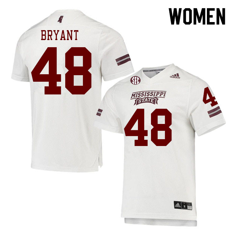 Women #48 Caleb Bryant Mississippi State Bulldogs College Football Jerseys Stitched Sale-White